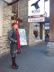 Kate Williamson with one of her masterpieces at BONZ Gallery